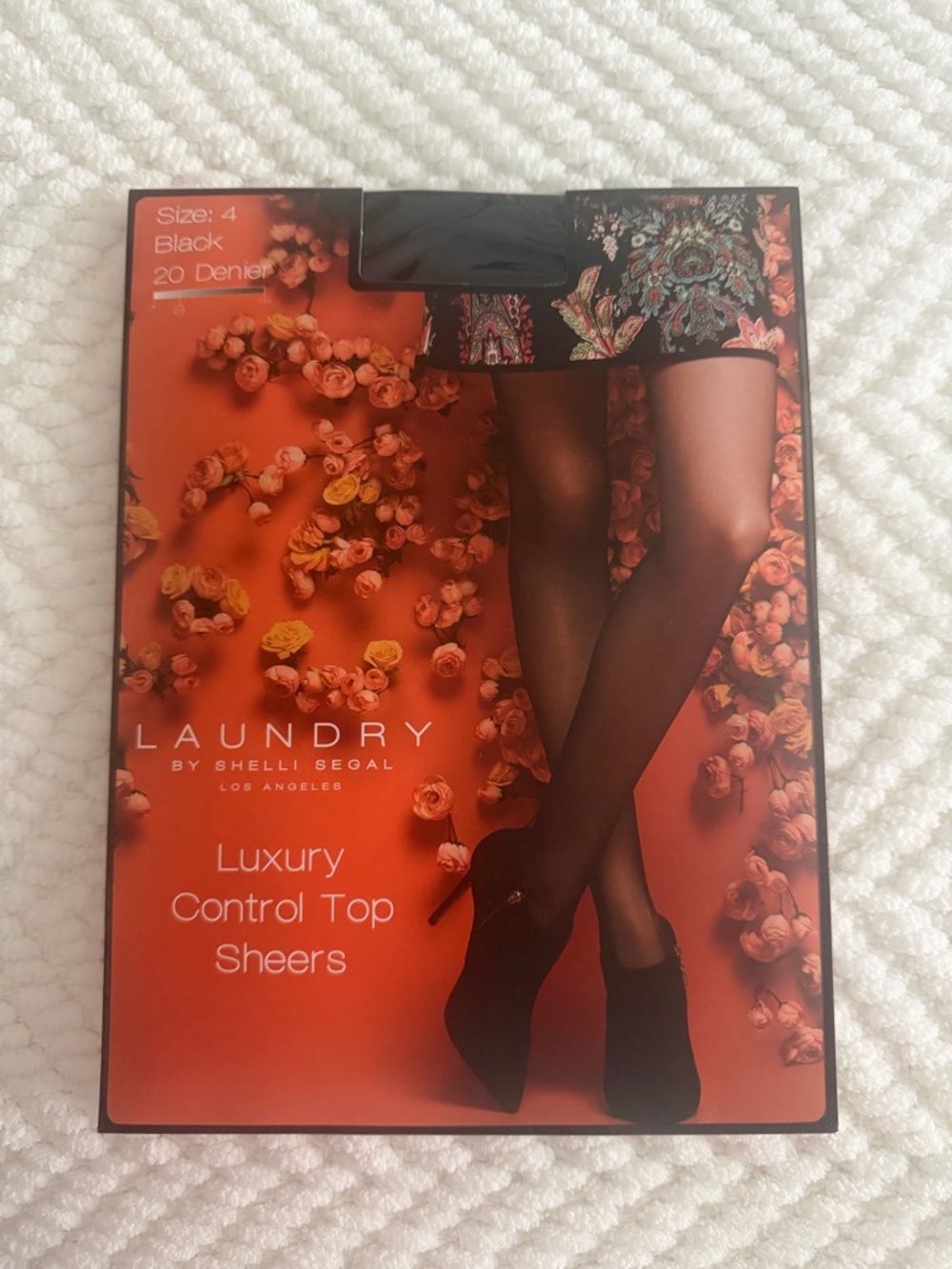 Laundry by Shelli Segal Black 20 Denier Control Top Sheer Tights Size 4 M/L